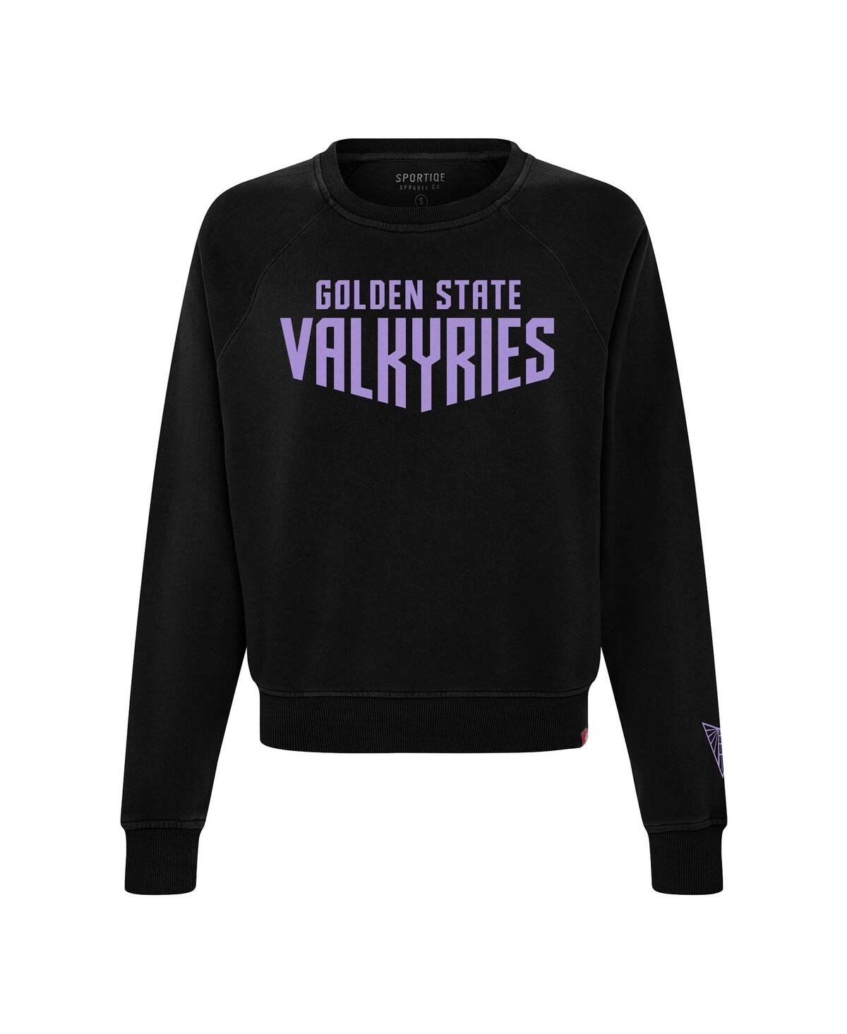 SPORTIQE WOMEN'S BLACK GOLDEN STATE VALKYRIES ASHLYN PREMIUM PULLOVER SWEATSHIRT 
