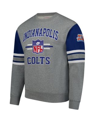 Men's Heather Gray Indianapolis Colts All Over 4.0 Vintage Logo Pullover Sweatshirt