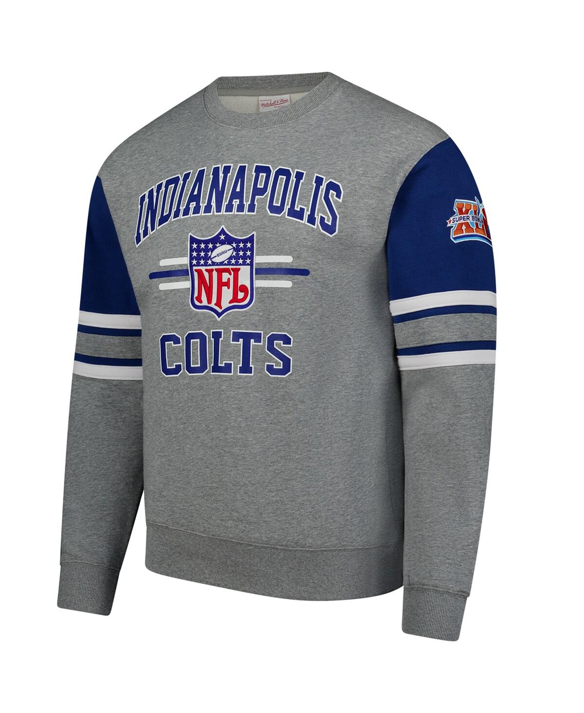 Mitchell & Ness Men'sIndianapolis Colts All Over 4.0 Vintage Logo Pullover Sweatshirt - Heather Gray