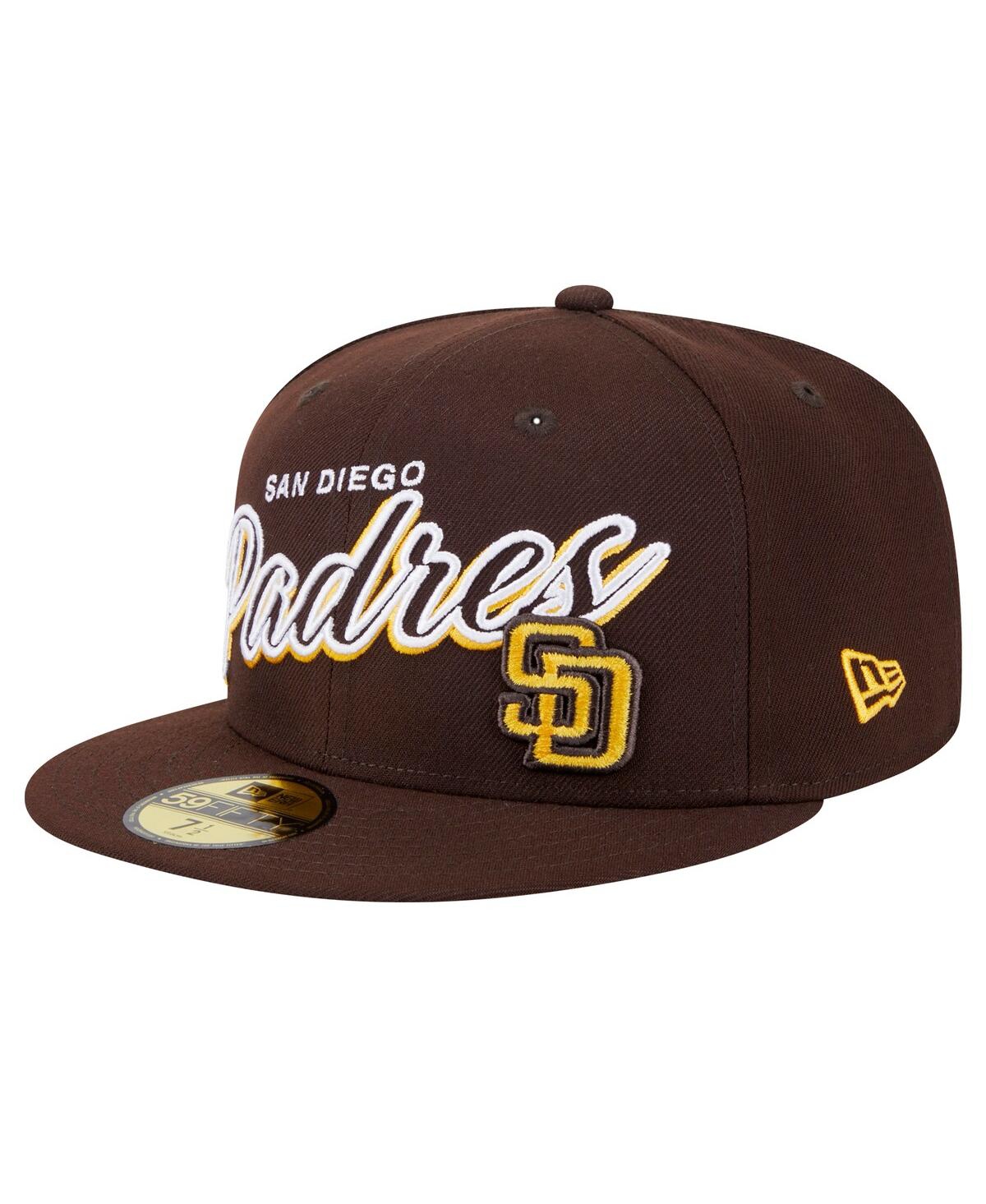 New Era Men'sSan Diego Padres Script Sided 59FIFTY Fitted Hat - Brown