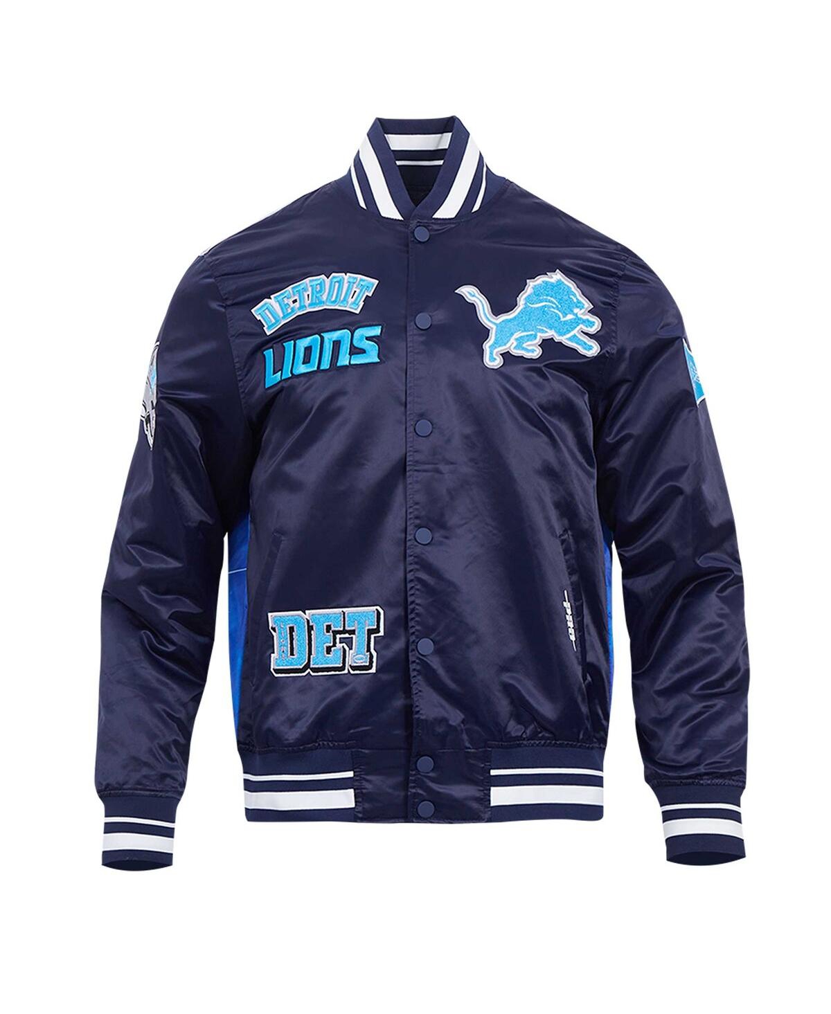 Pro Standard Men'sDetroit Lions Sublimated Satin Full-Snap Jacket - Navy