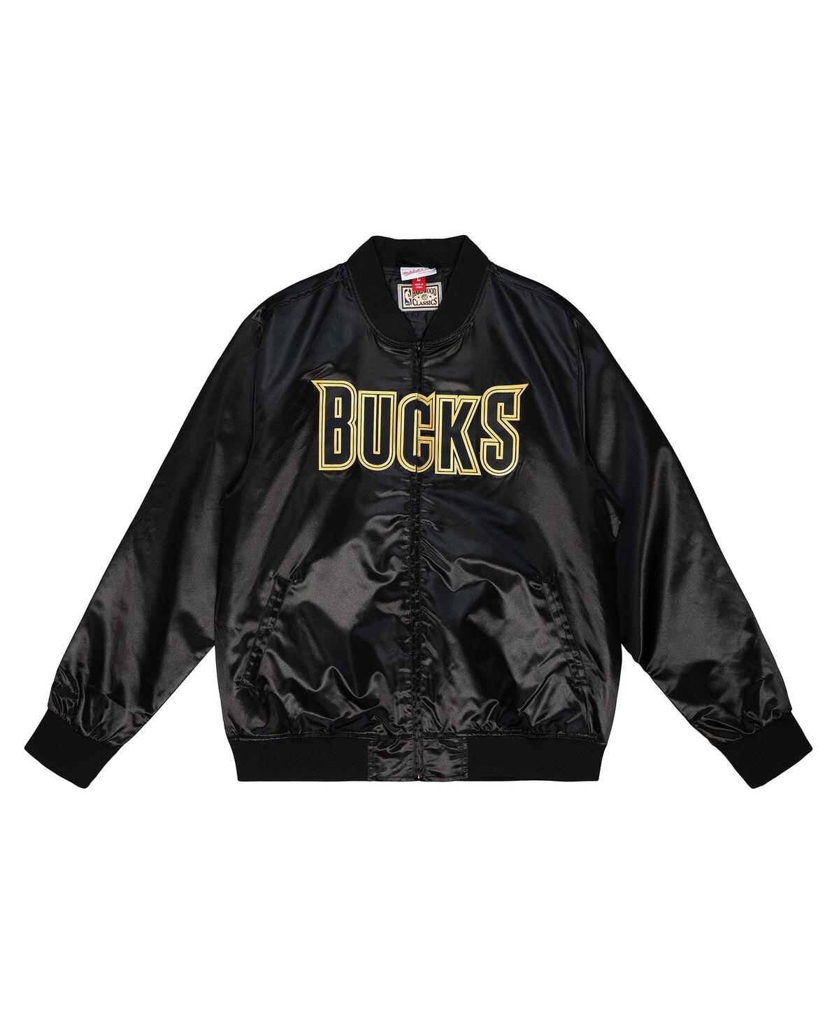 Mitchell & Ness Men'sMilwaukee Bucks Hardwood Classics Big Face 4.0 Satin Full-Snap Jacket - Black