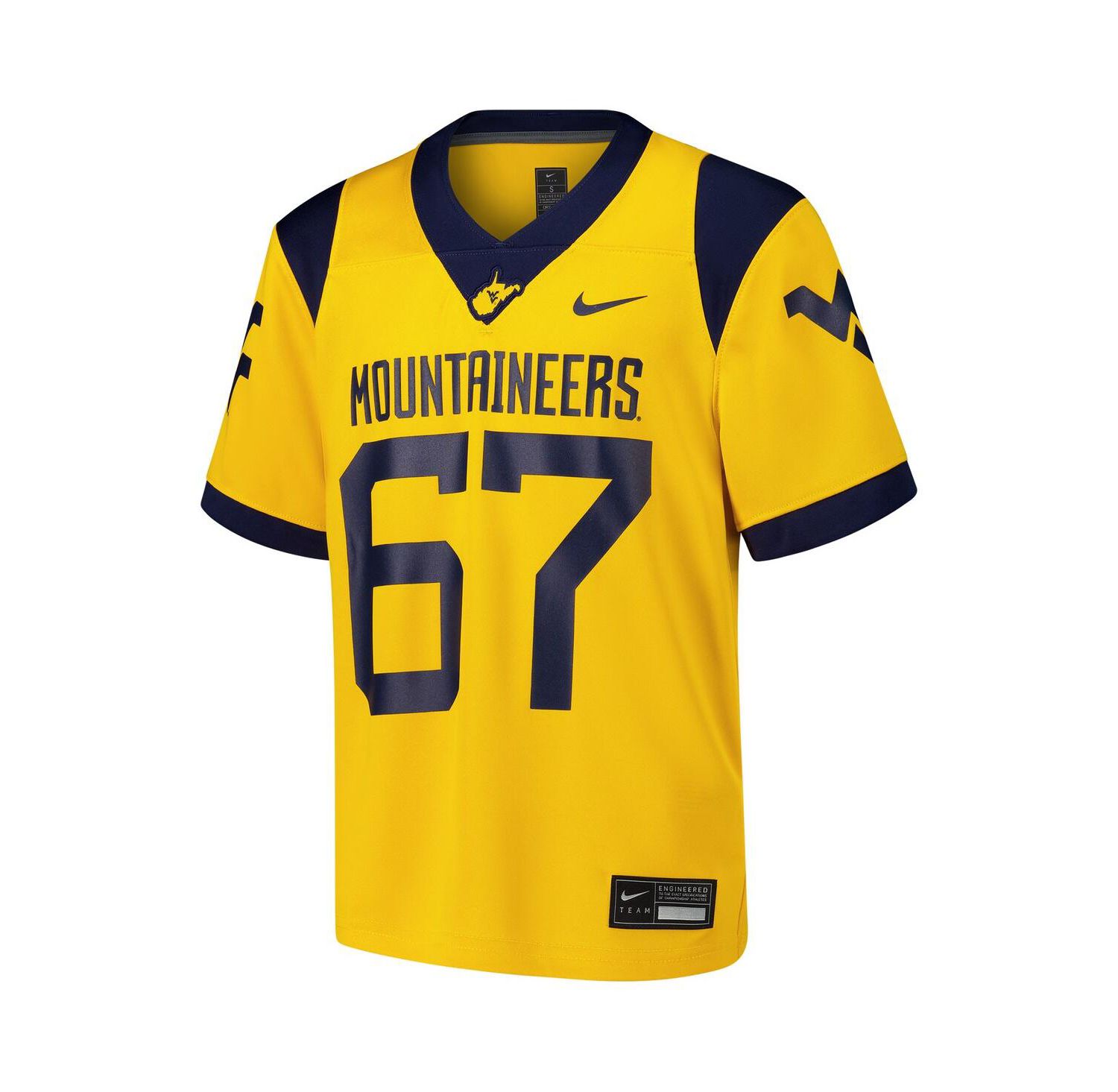 Big Boys and Girls 67 Gold West Virginia Mountaineers Alternate Game Jersey