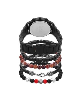 Men's Matte Black Metal Alloy Analog Watch, 44mm