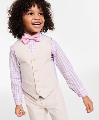 Toddler & Little Boys Vest, Bow Tie, Plaid Shirt & Pants, 4 Piece Set