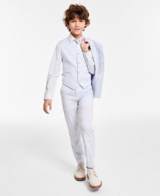 Calvin Klein Big Boys Stretch Ocean Sharkskin Jacket In Light Blue