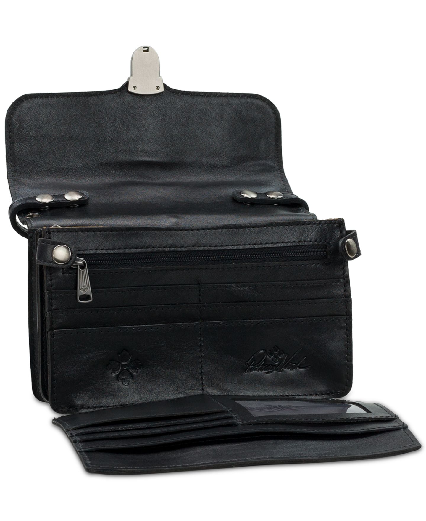 Женская сумка Patricia Nash Bianco Small Leather Crossbody Organizer, цвет: Чёрный / Серебряный — фото 5