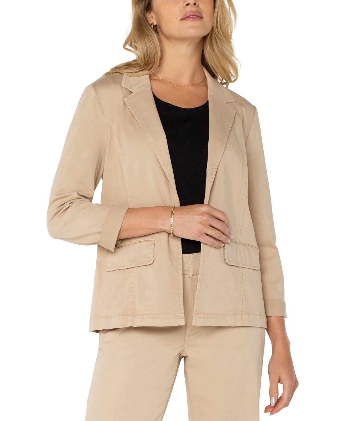 Shop Liverpool Los Angeles Women's Twill Fitted Blazer In Cappuccino