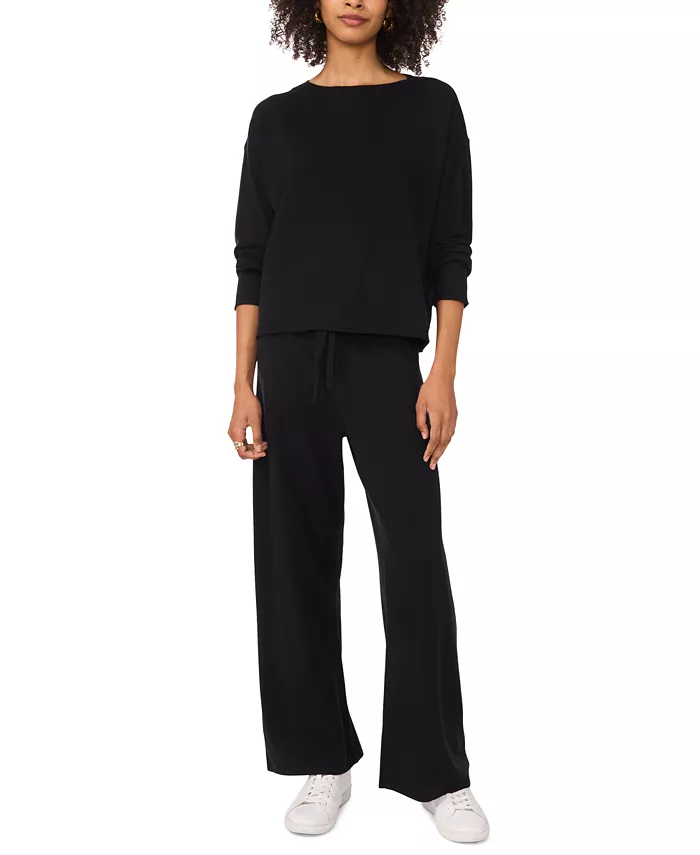 Women's Roundneck Ribbed-Trim Crewneck Sweater - thumbnail 2