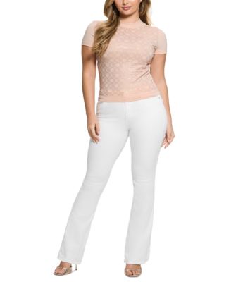 GUESS - Women's Mock-Neck Logo Short-Sleeve Top