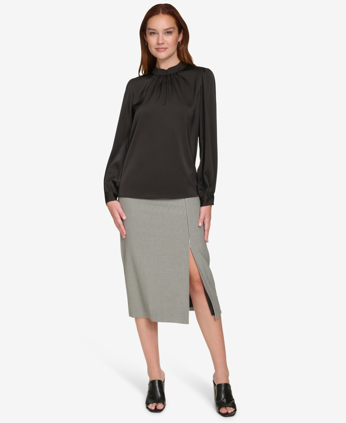 Calvin Klein Women's Long-Sleeve Mock-Neck Blouse