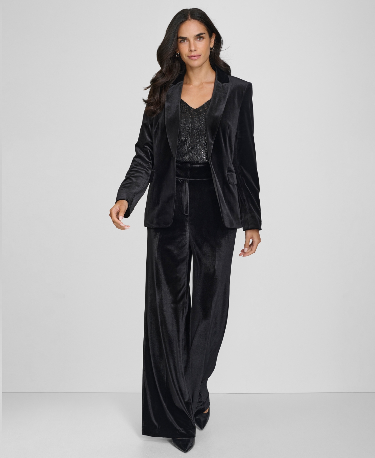 Calvin Klein Women's One-Button Velvet Blazer