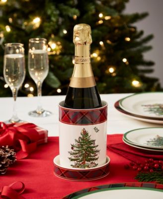 Christmas Tree Tartan Wine Cooler & Coaster Set