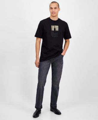 Mens Dark Gray Jeans Mirrored Logo T Shirt