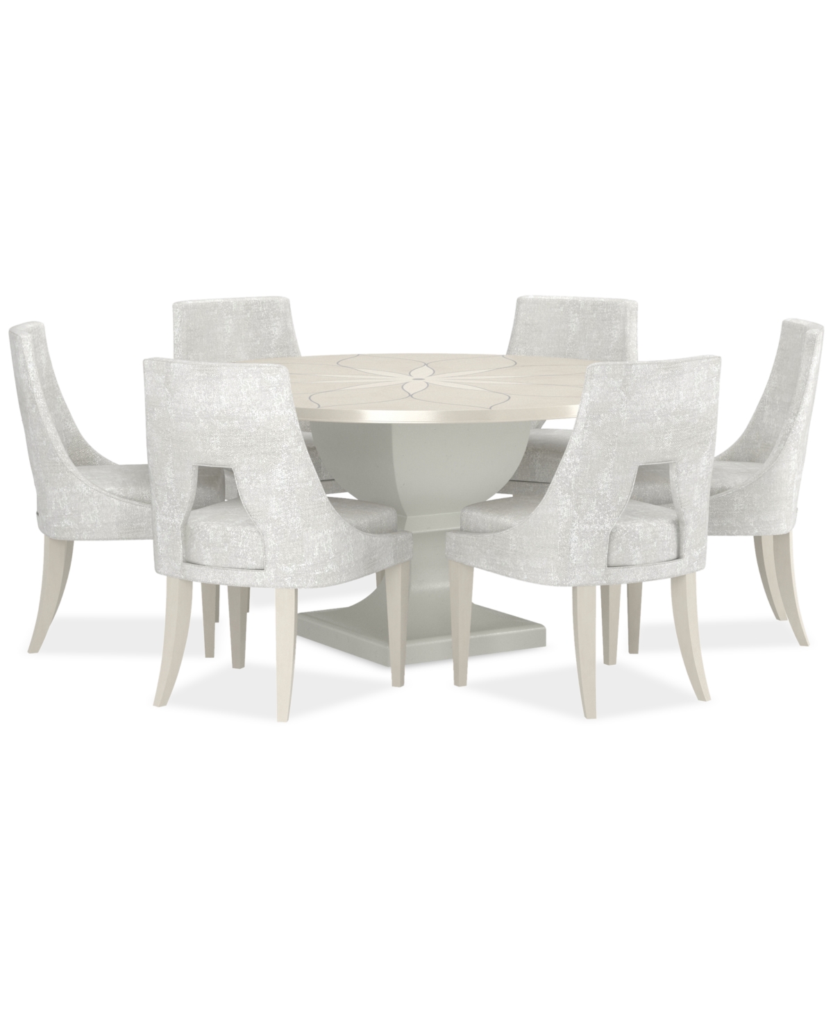 Macy's Mezzanine 7-pc. Dining Set (round Table & 6 Side Chairs) In No Color