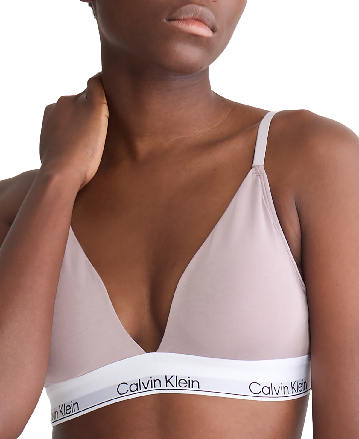 Calvin Klein Modern Cotton Lightly Lined Triangle Bralette Qf5650 In Sand Trap