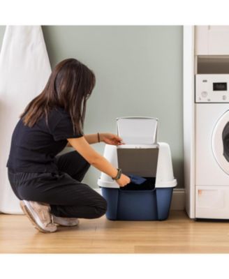 Jumbo Hooded Cat Litter Box with Scoop, Navy