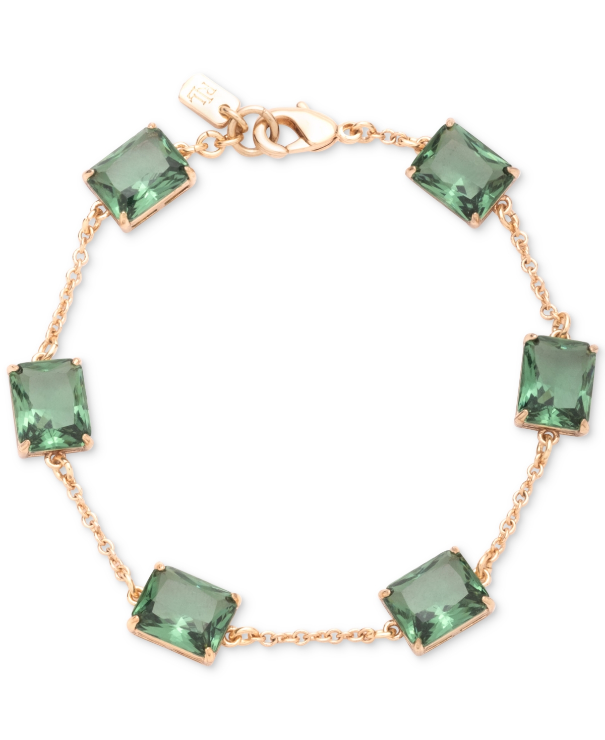 Ralph Lauren Gold-tone Square Stone Flex Bracelet In Erinite