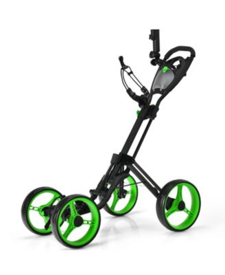 4 Wheels Folding Golf Push Cart W/ Adjustable Handle Foot Brake
