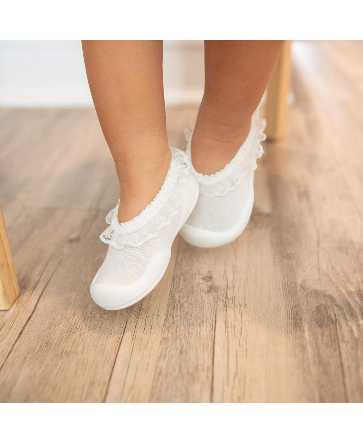 Детские Komuello Toddler First Walk Sock Shoes Flat - Snow Lace — фото 3