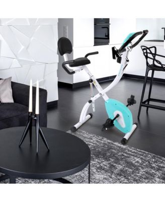 Folding Digital Exercise Bike with Pulse Monitor and Resistance Bands