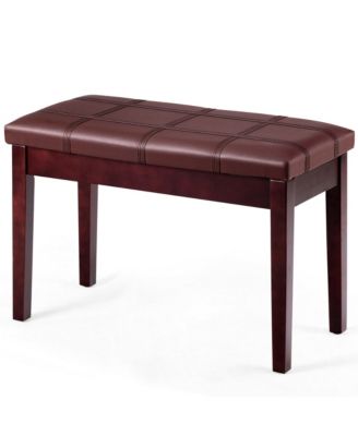 PU Leather Piano Keyboard Bench Padded Cushion Double Seat Storage