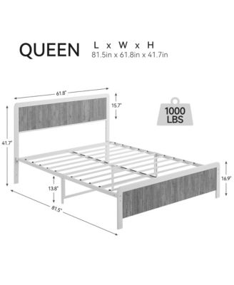 Queen Bed Frame with Curved Wood Headboard and Footboard