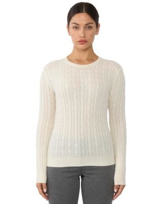 Women's 100% Cashmere Cable-knit Long Sleeve Pullover Crew Neck Sweater
