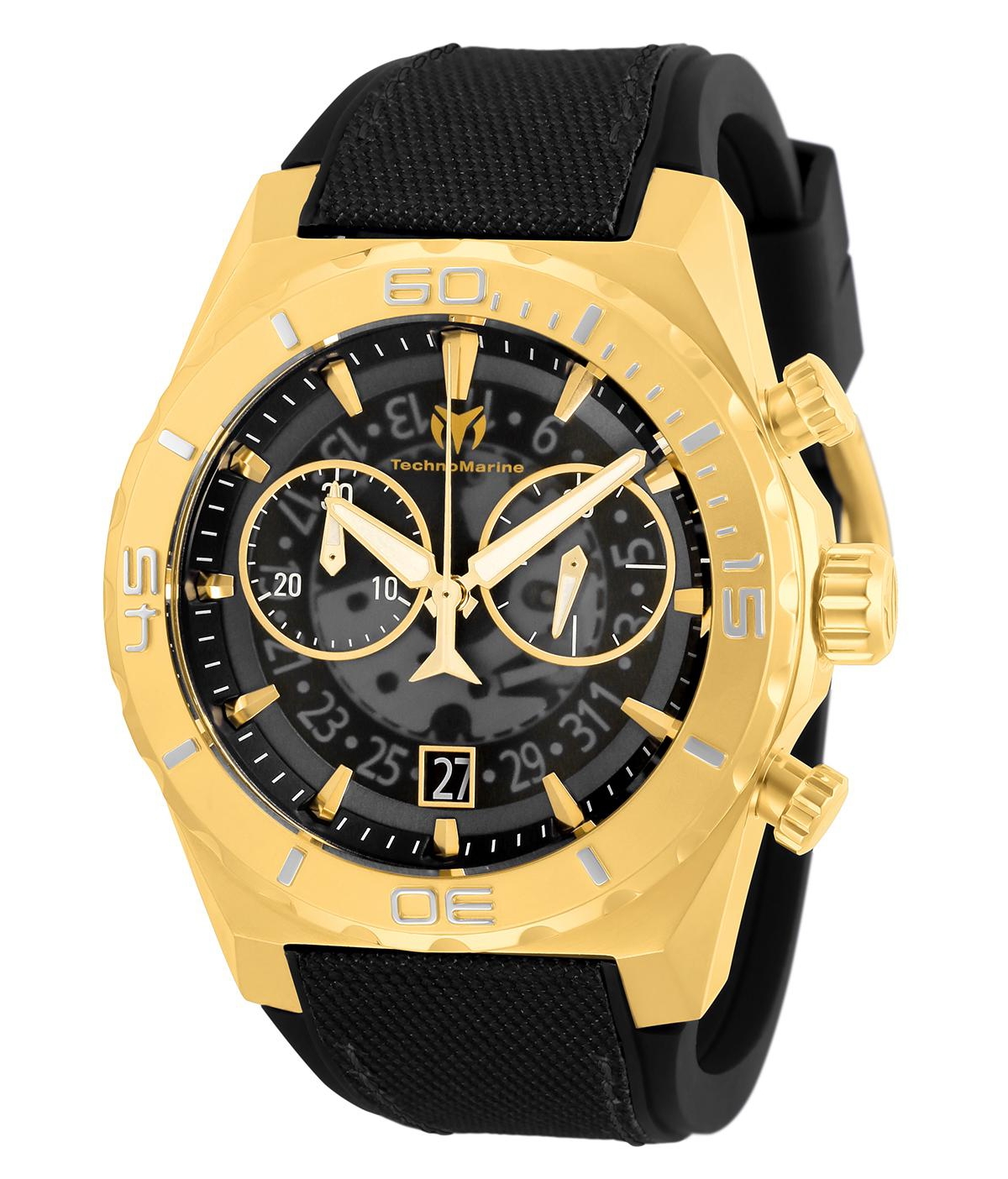 Invicta Men's Tm-519008 Reef Quartz Chronograph Transparent, Black Dial Watch - Gold