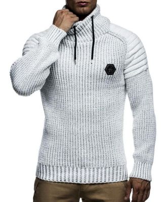 Men's Knitted Winter Pullover with Shawl Collar Sweater Hoodie Sweatshirt Slim Fit Long Sleeve