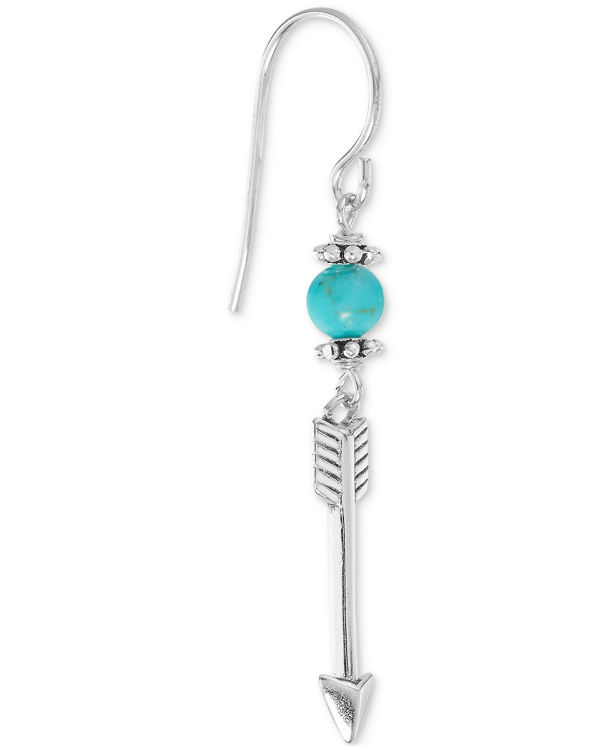 Macy's Stone Bead & Arrow Linear Drop Earrings In Sterling Silver In Turquoise