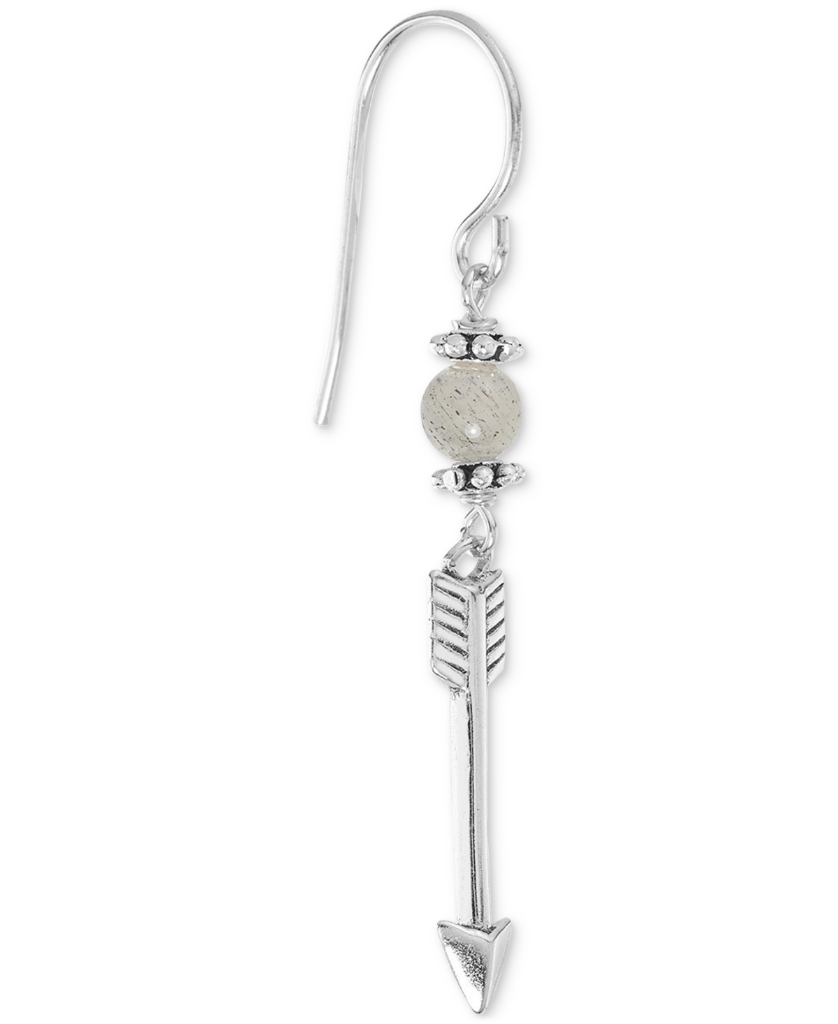 Macy's Stone Bead & Arrow Linear Drop Earrings In Sterling Silver In Labradorite
