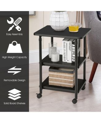 3-tier Adjustable Printer Stand with 360&amp;#xB0; Swivel Casters