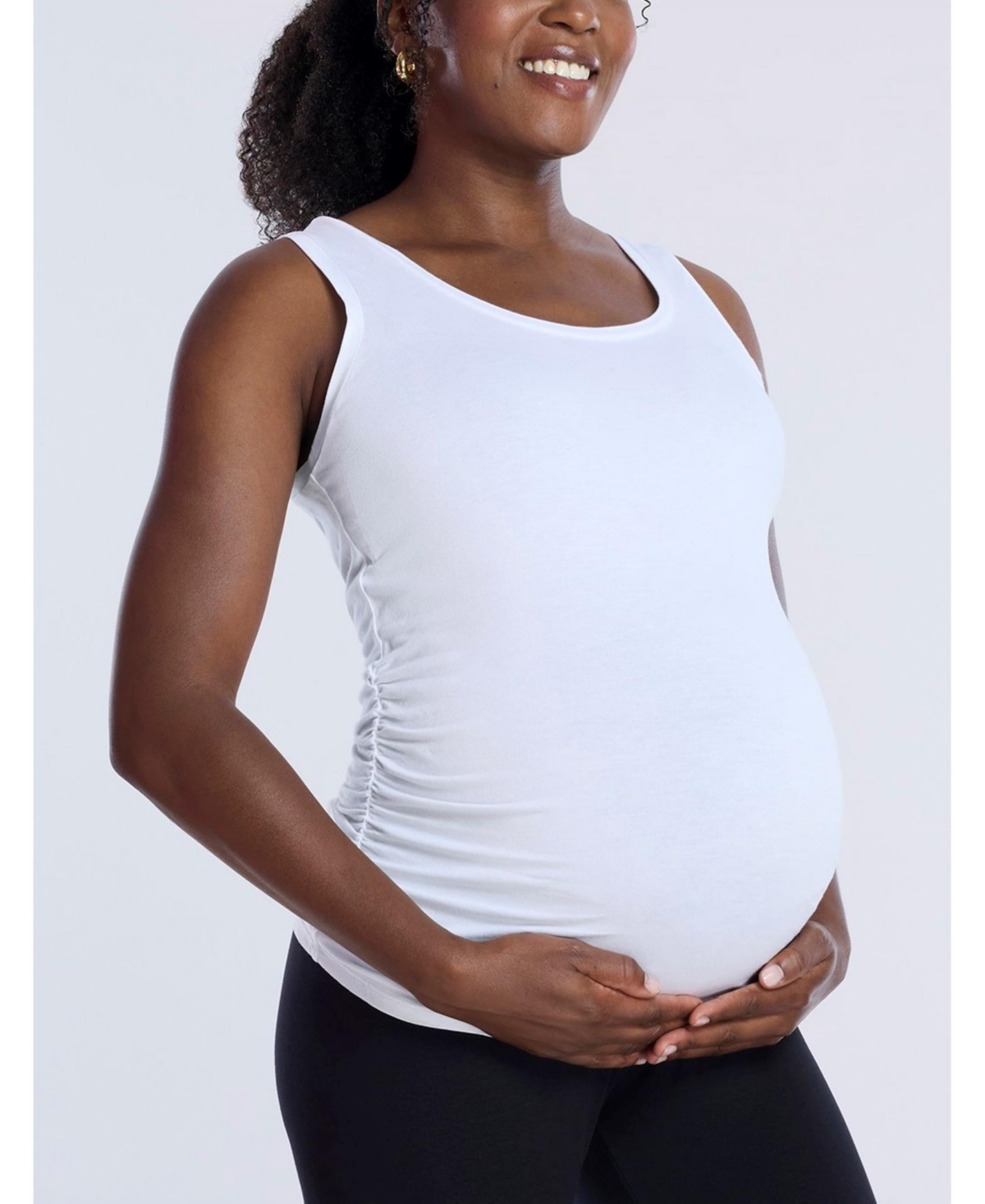 Women's Scoop Neck Side-Ruched Maternity Tank Top - Motherhood Maternity