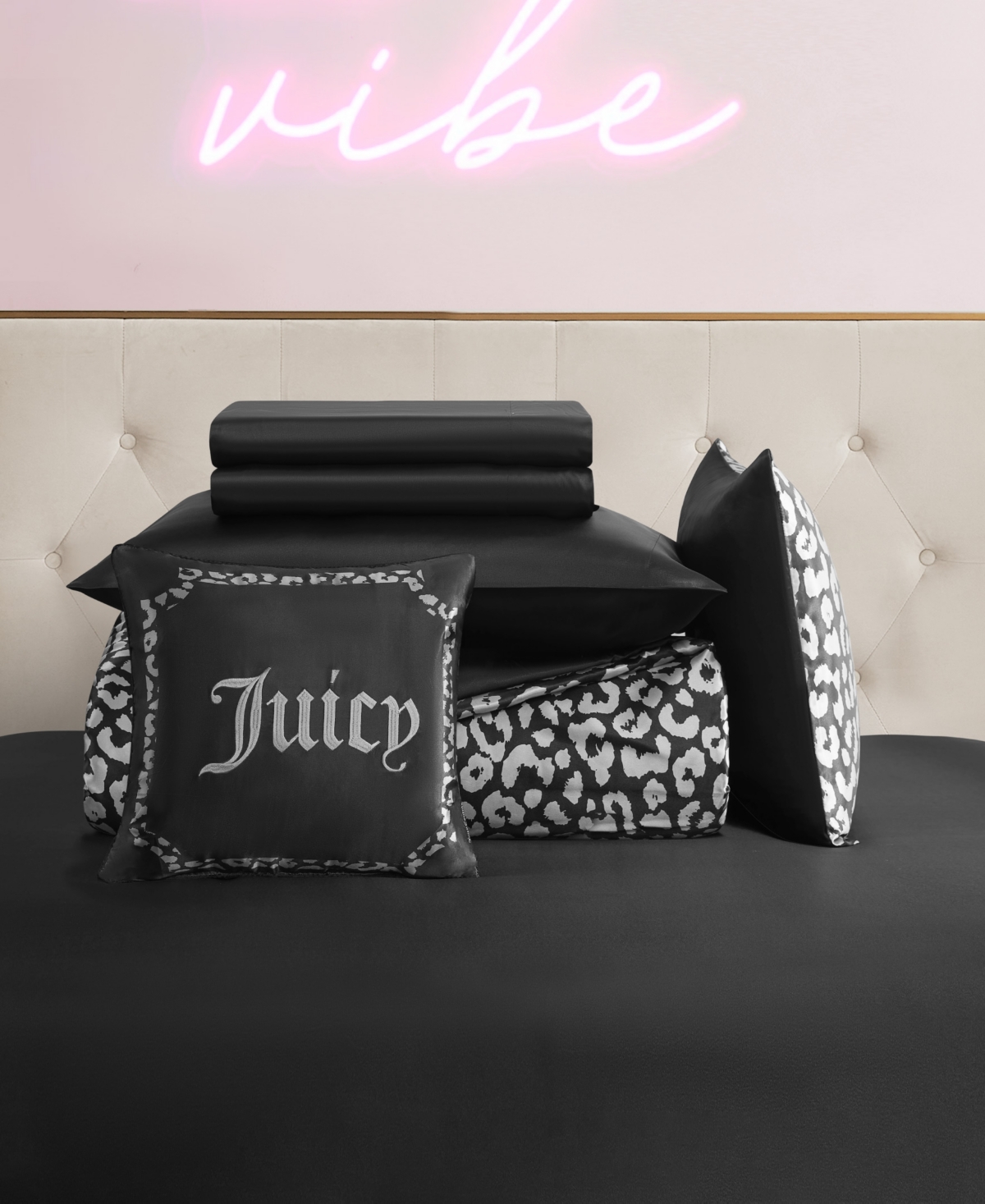 Juicy Couture Satin Leopard 6-pc. Comforter Set, Twin In Black
