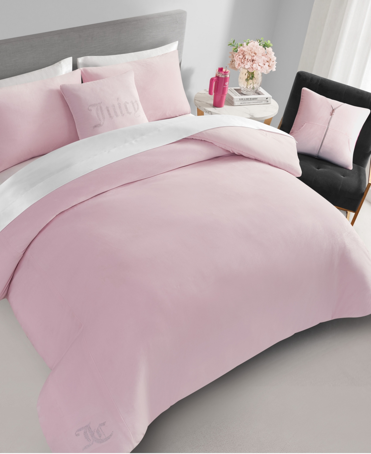 Juicy Couture Velour 3-pc. Comforter Set, Twin/twin Xl In Pink Marshmallow