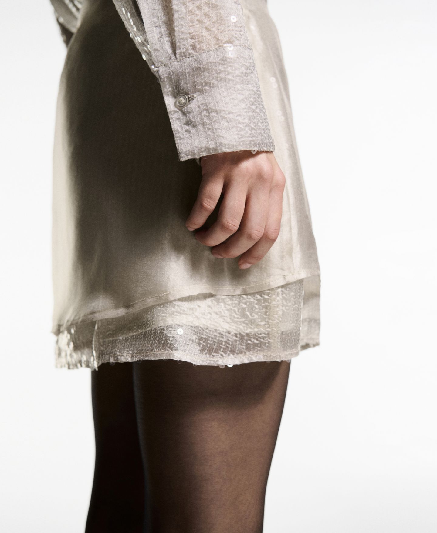 Женская рубашка Mango Semi-Transparent Sequined, цвет: Коричневый — фото 10