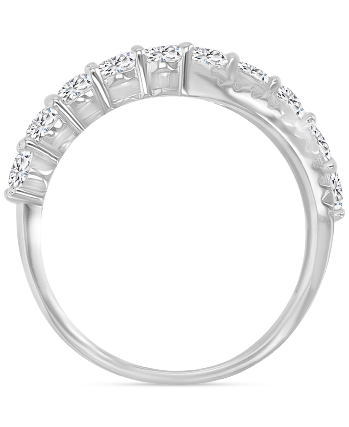 Macy's Blue & White Cubic Zirconia Crossover Statement Ring In Sterling Silver In Silver