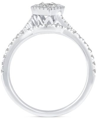 Diamond Pear Shaped Cluster Bridal Set (1 ct. t.w) in 14k White Gold