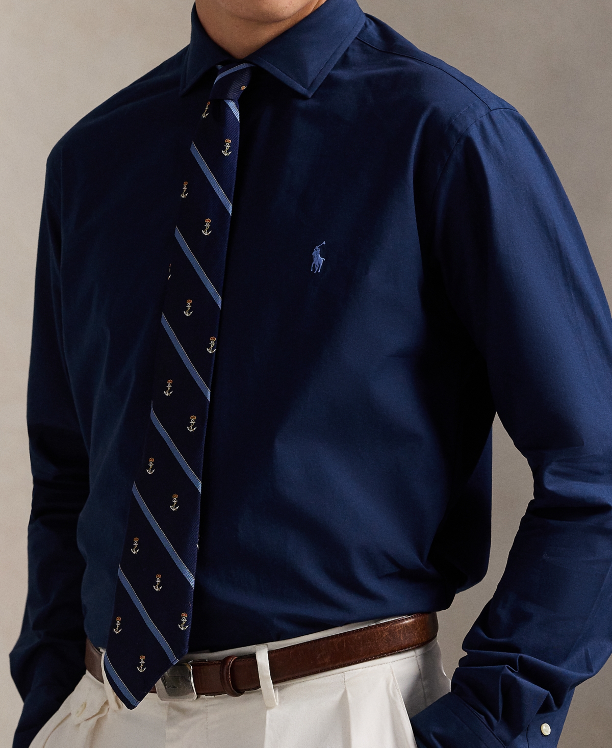 Polo Ralph Lauren Men's Classic-fit Stretch Poplin Shirt In Navy