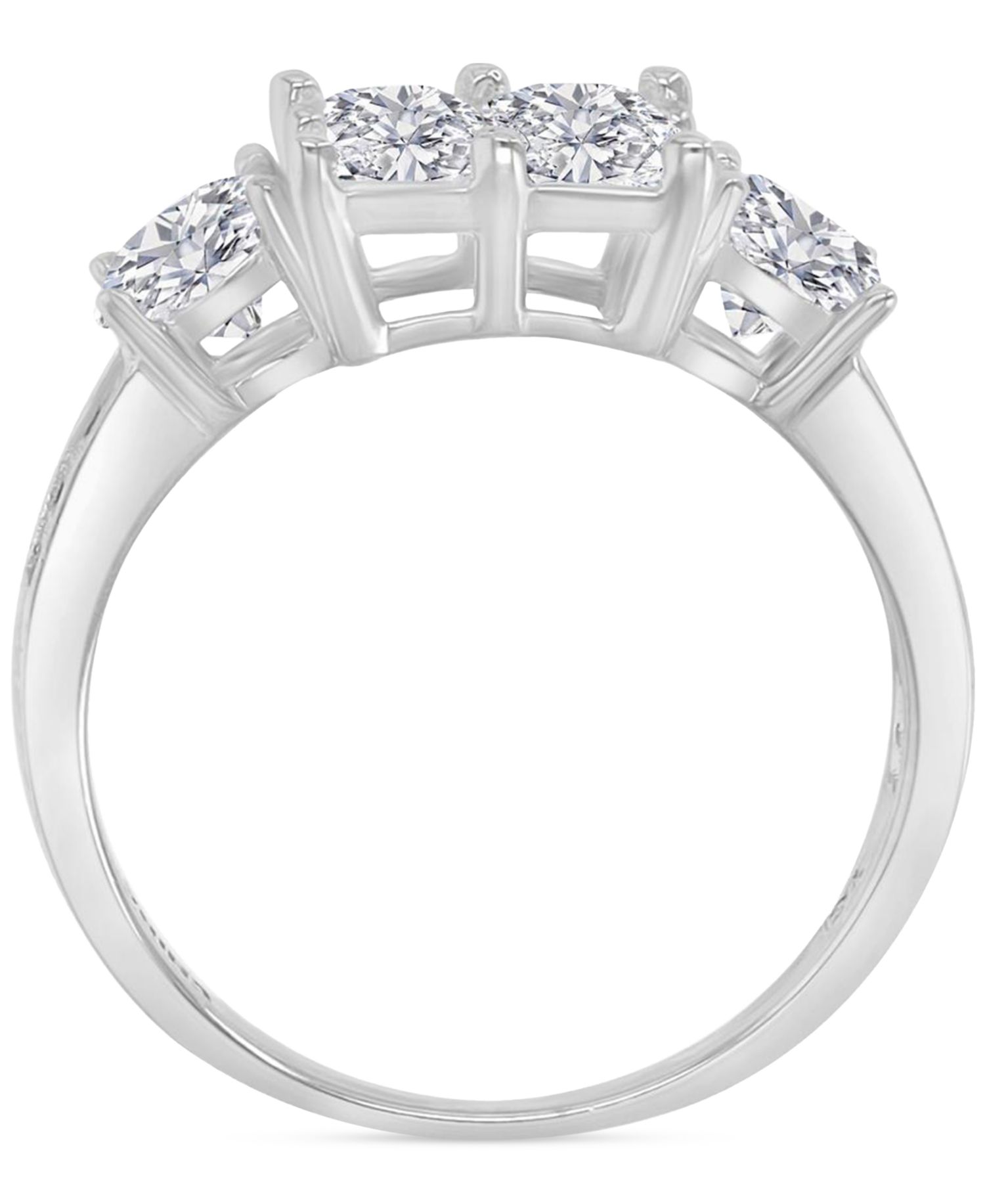 Cubic Zirconia Mixed Cut Quad Cluster Bridal Set in Sterling Silver