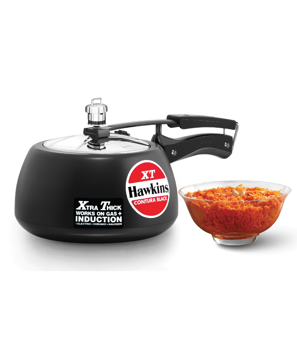 Hawkins Contura 3 Lliter Hard Anodized Induction Compatible Extra Thick Base Pressure Cooker In Black