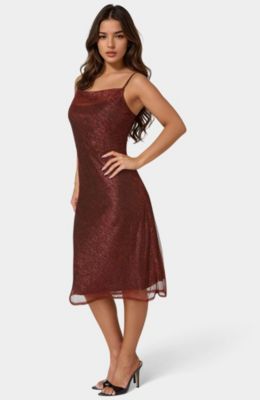 Women's Pleat Cowl Midi Dress