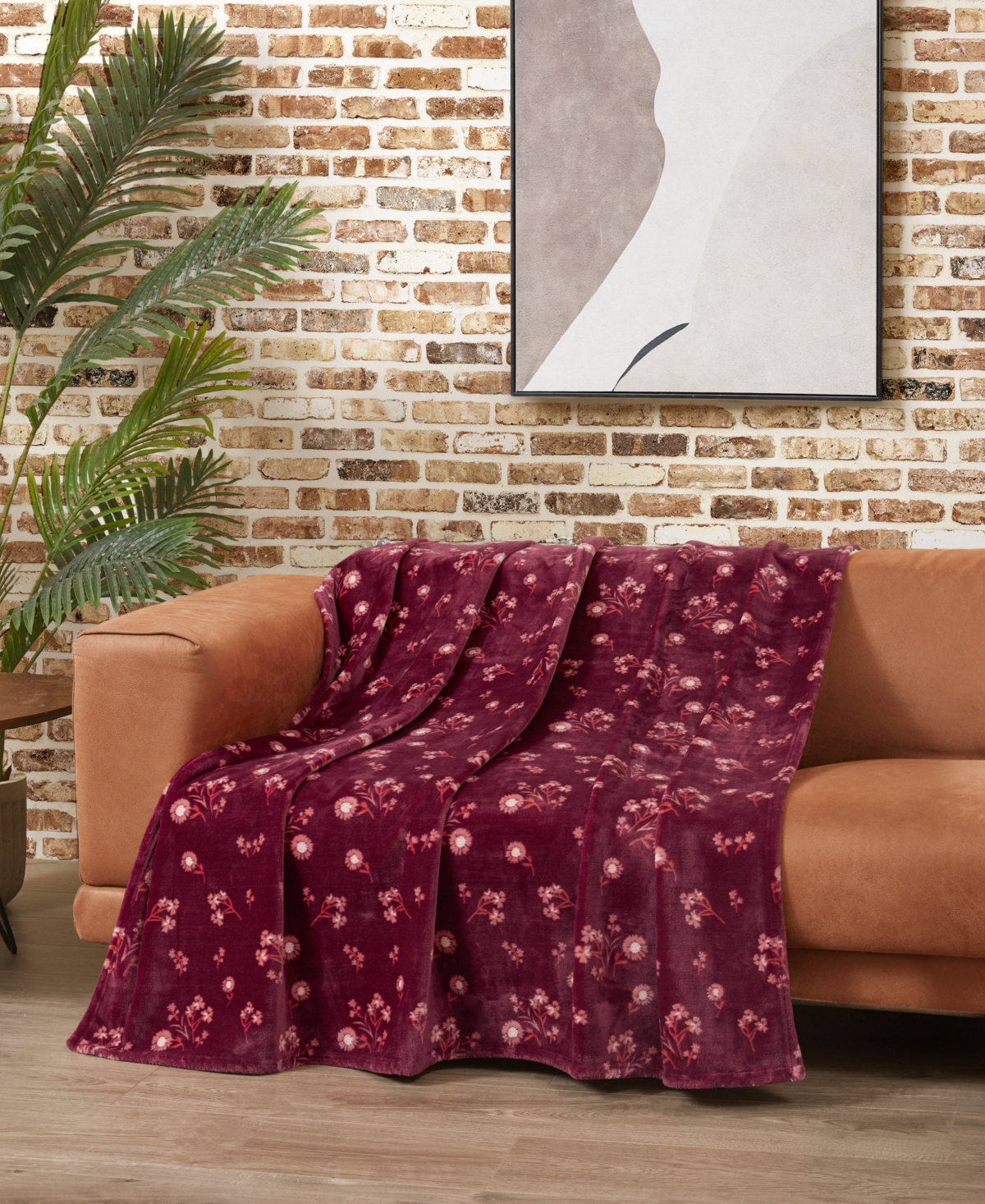 Shop Lucky Brand Daisy Floral Cozy Plush Throw, 50" X 70" In Red