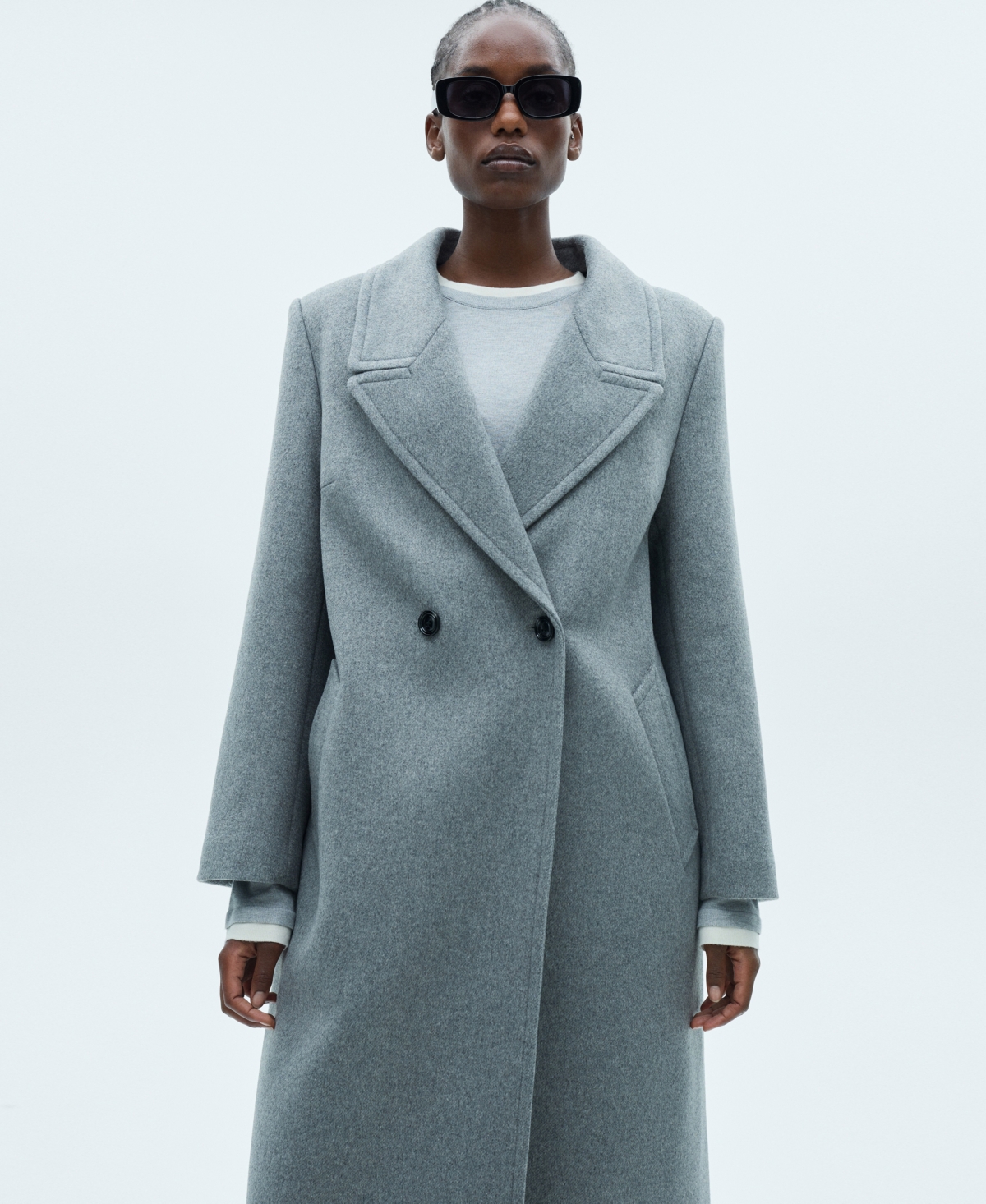 Mango Lapels Wool Coat Grey In Gray