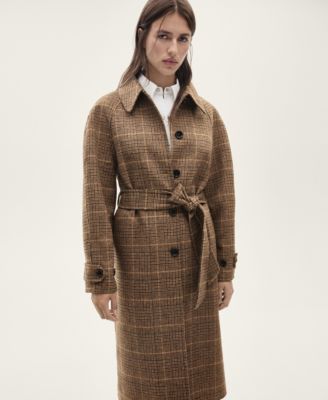MANGO Women's Wool-Blend Micro-Houndstooth Coat Macy's