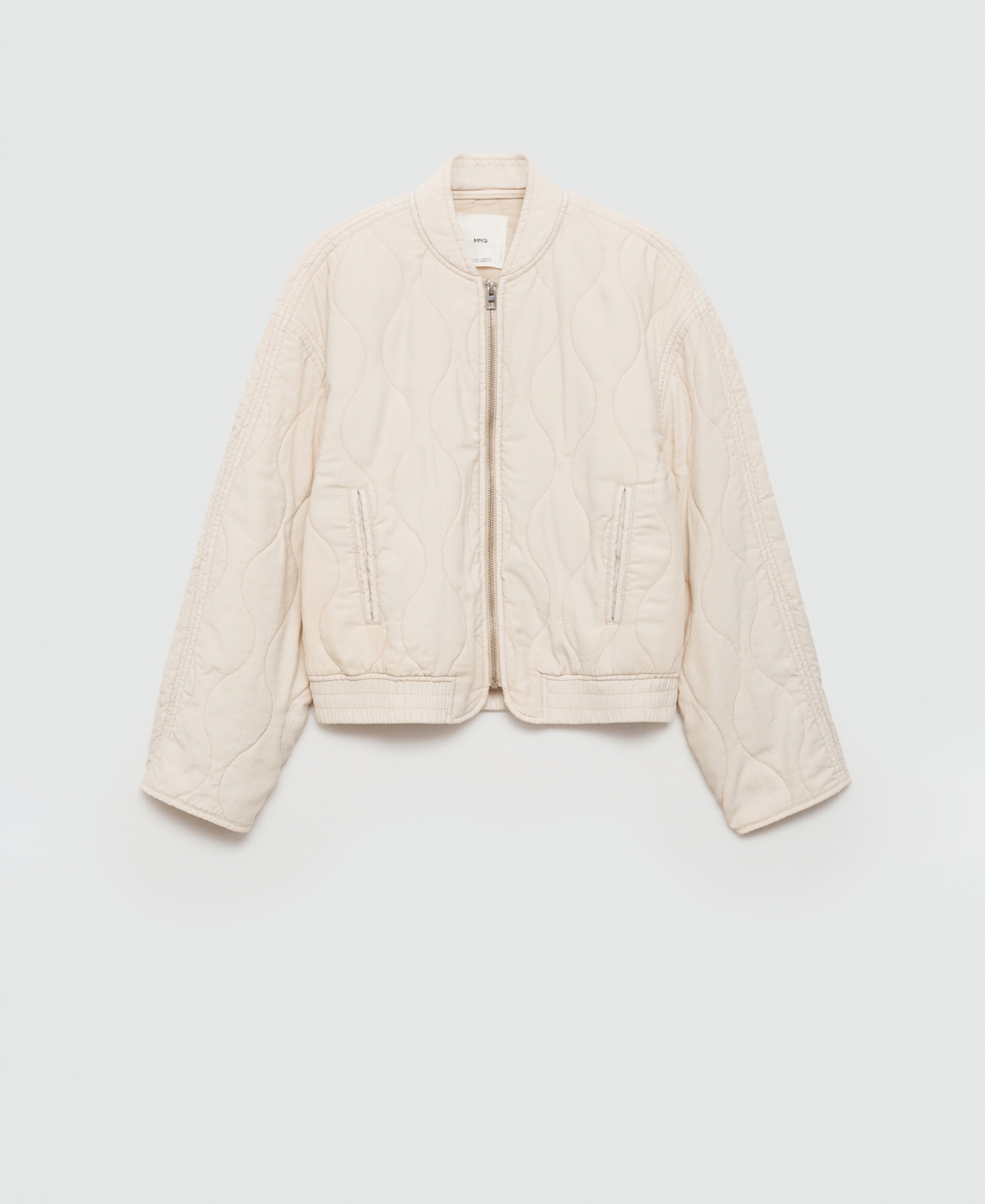 Shop Mango Women's Quilted Bomber Jacket In Ecru