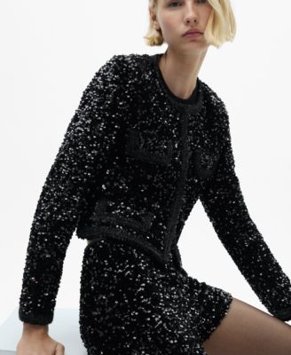 Women's Pockets Detail Sequin Jacket