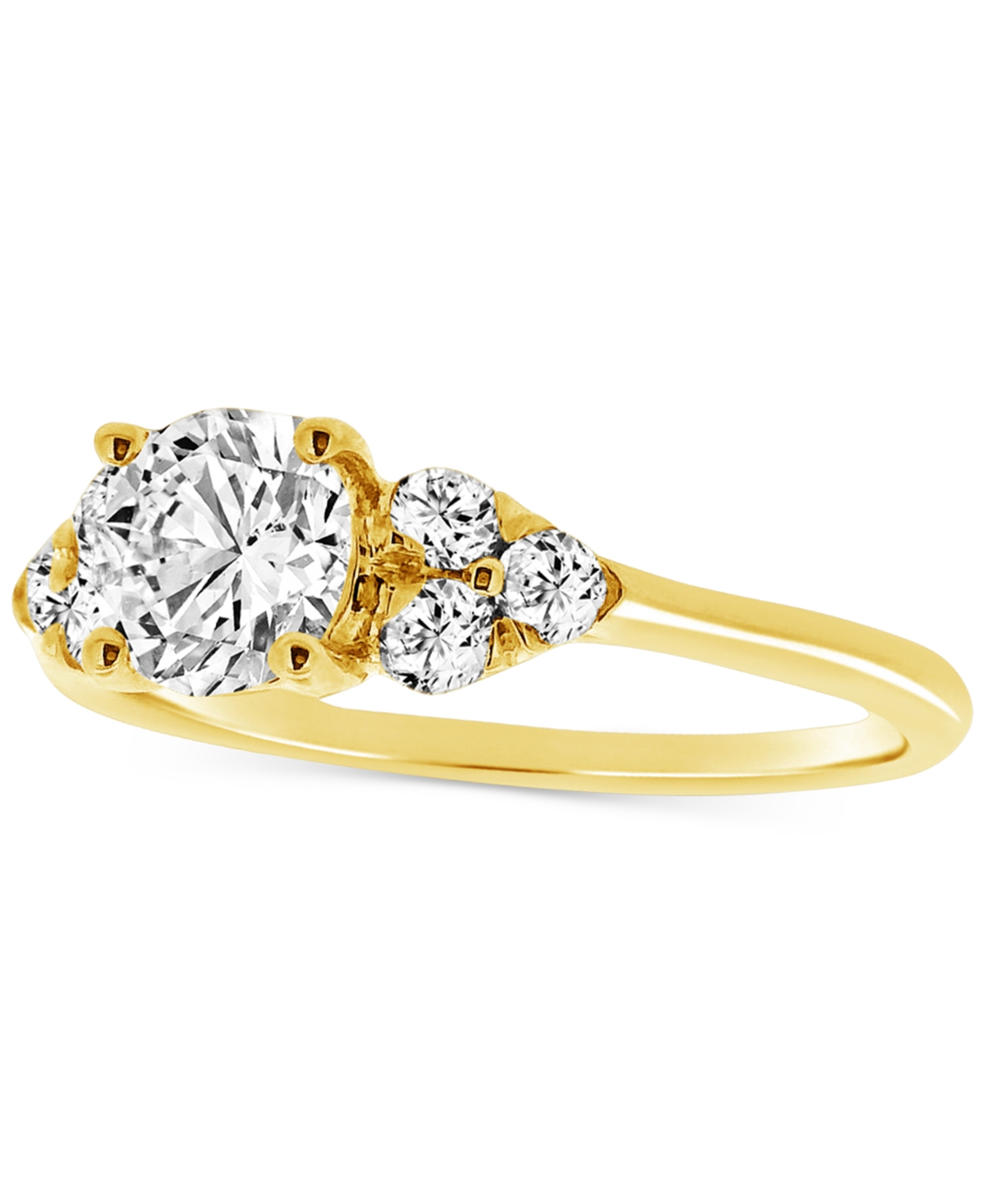 Macy's Diamond Shoulder Cluster Engagement Ring (1 Ct. T.w.) In 14k Gold In Yellow Gold