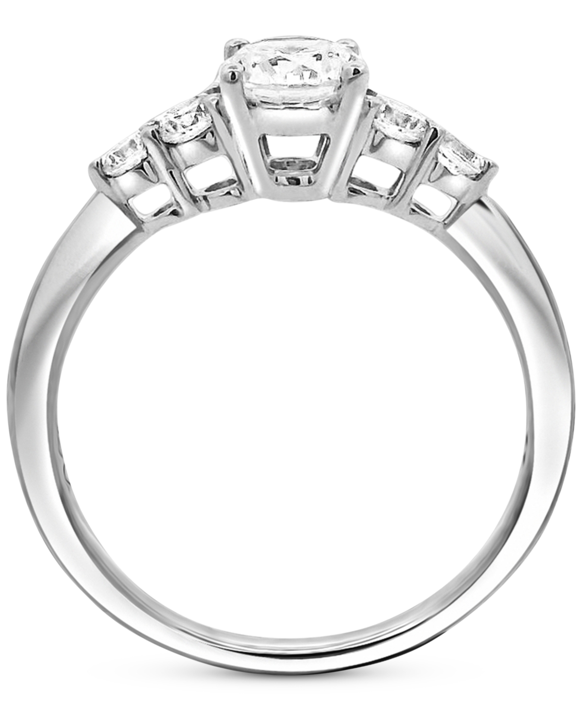 Macy's Diamond Five Stone Graduated Engagement Ring (1 Ct. T.w.) In 14k White Gold In White Gold